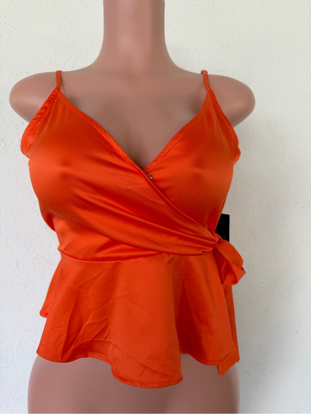 iris Orange Wrap Peplum Cami